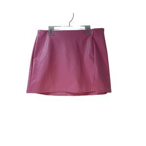 Altar’d State faux leather pink mini skirt back zipper NWT size L #28-1802